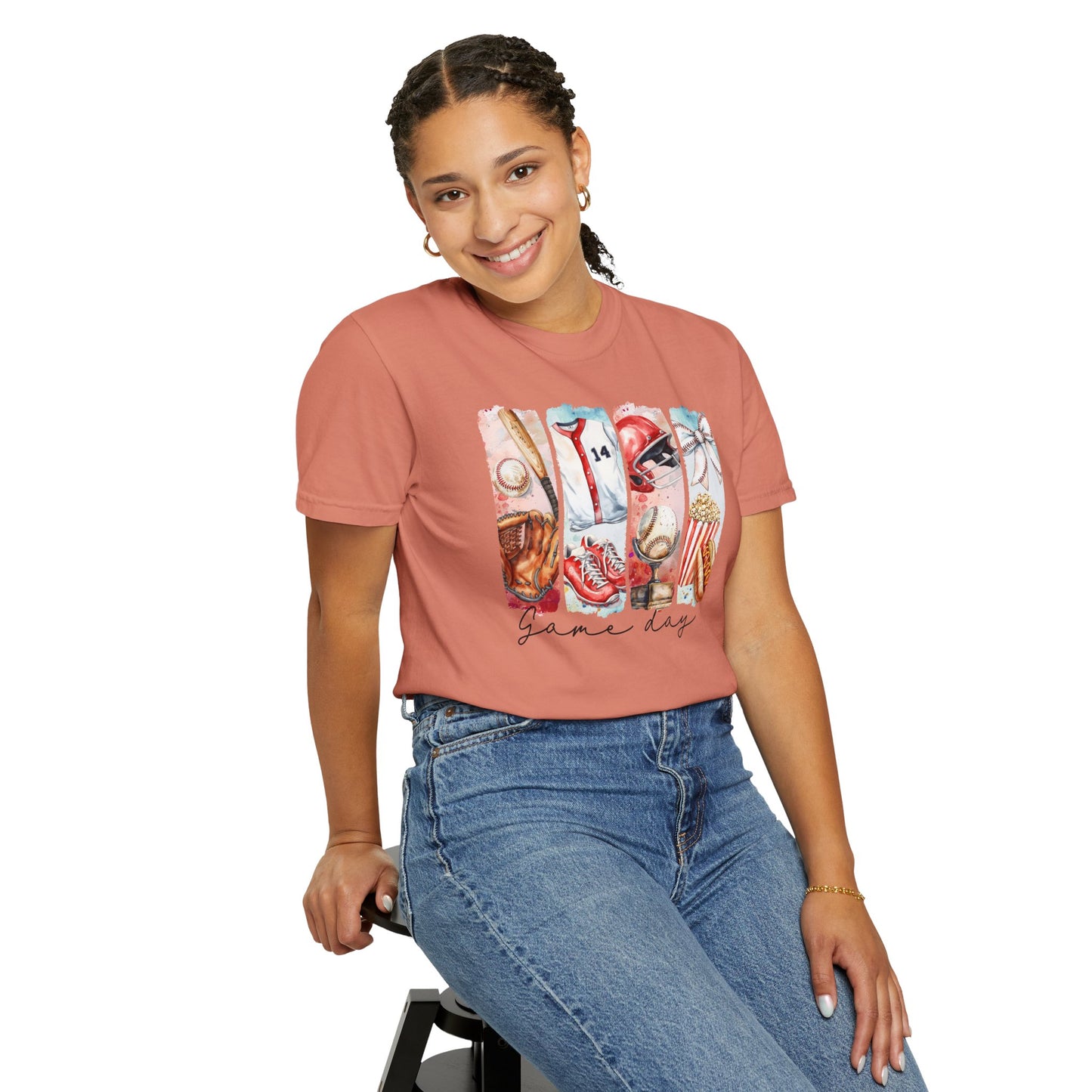 Watercolor Brushstorke Game Day Garment-Dyed T-Shirt