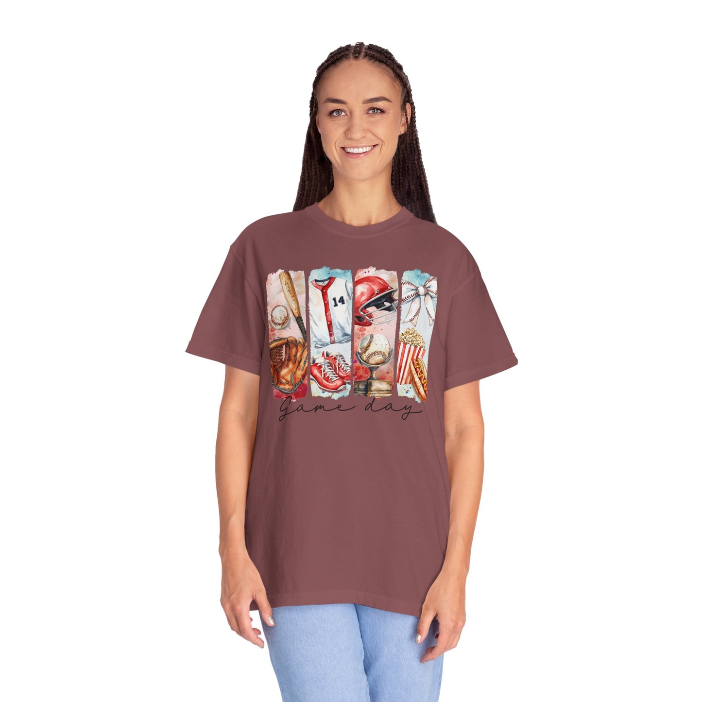 Watercolor Brushstorke Game Day Garment-Dyed T-Shirt