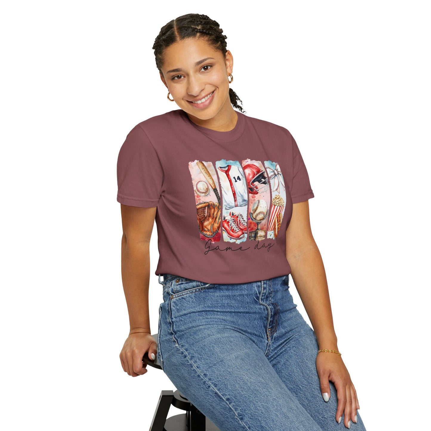Watercolor Brushstorke Game Day Garment-Dyed T-Shirt