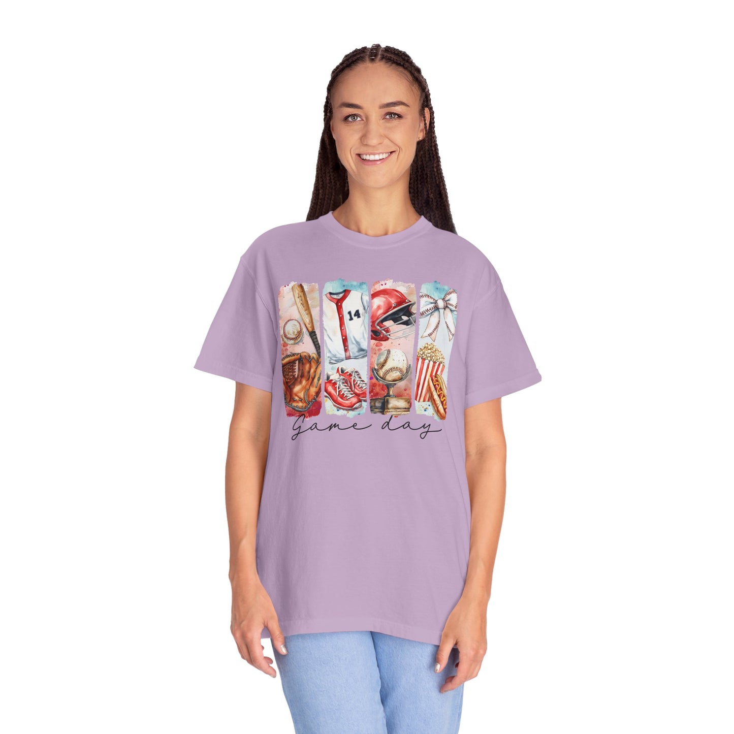 Watercolor Brushstorke Game Day Garment-Dyed T-Shirt