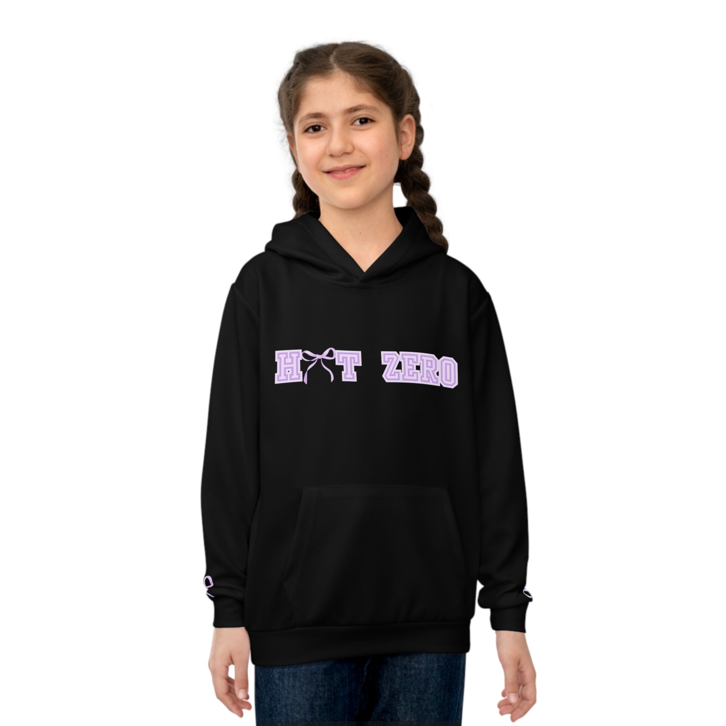 Hit Zero Black Hooded Sweatshirt with Croquette Bow