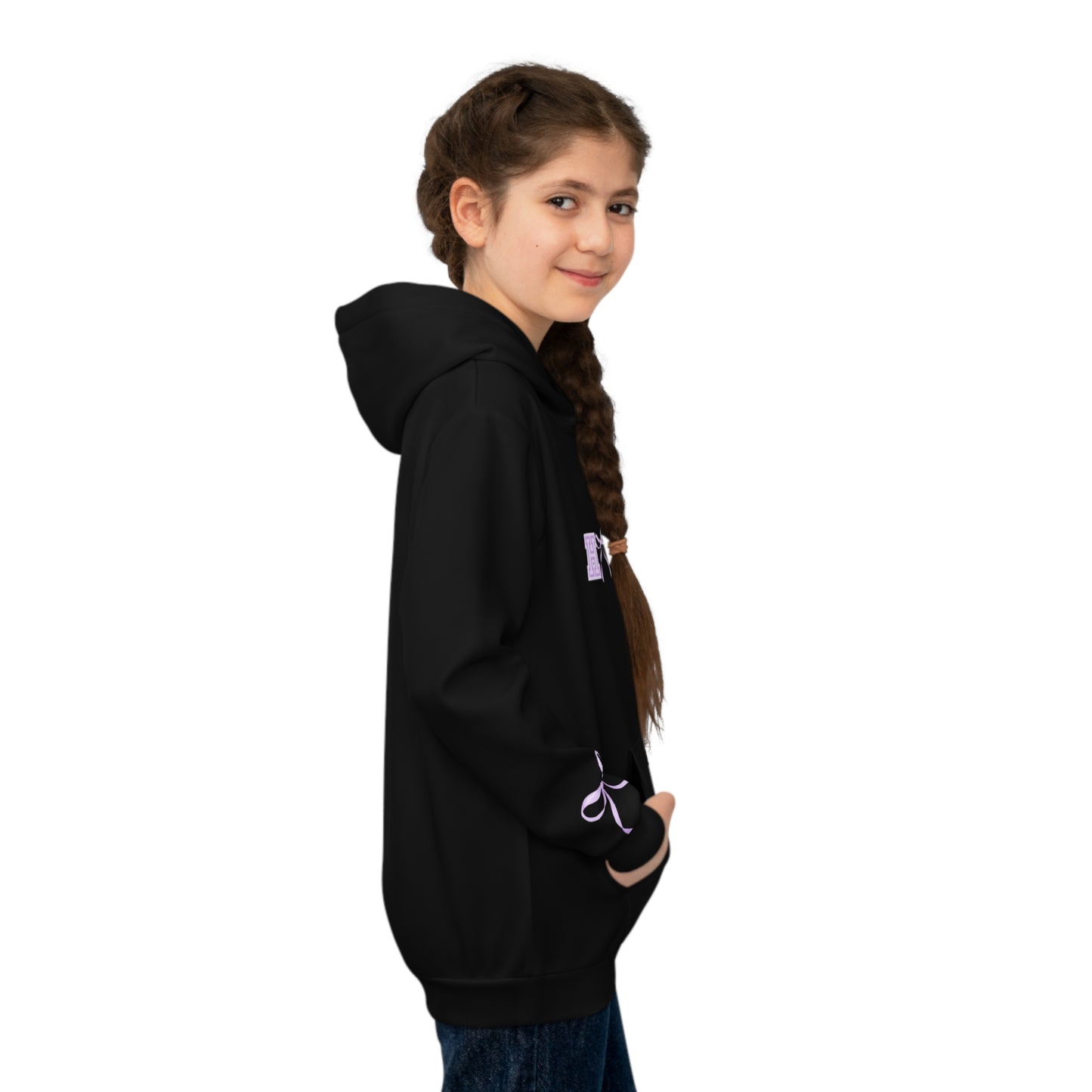 Hit Zero Black Hooded Sweatshirt with Croquette Bow