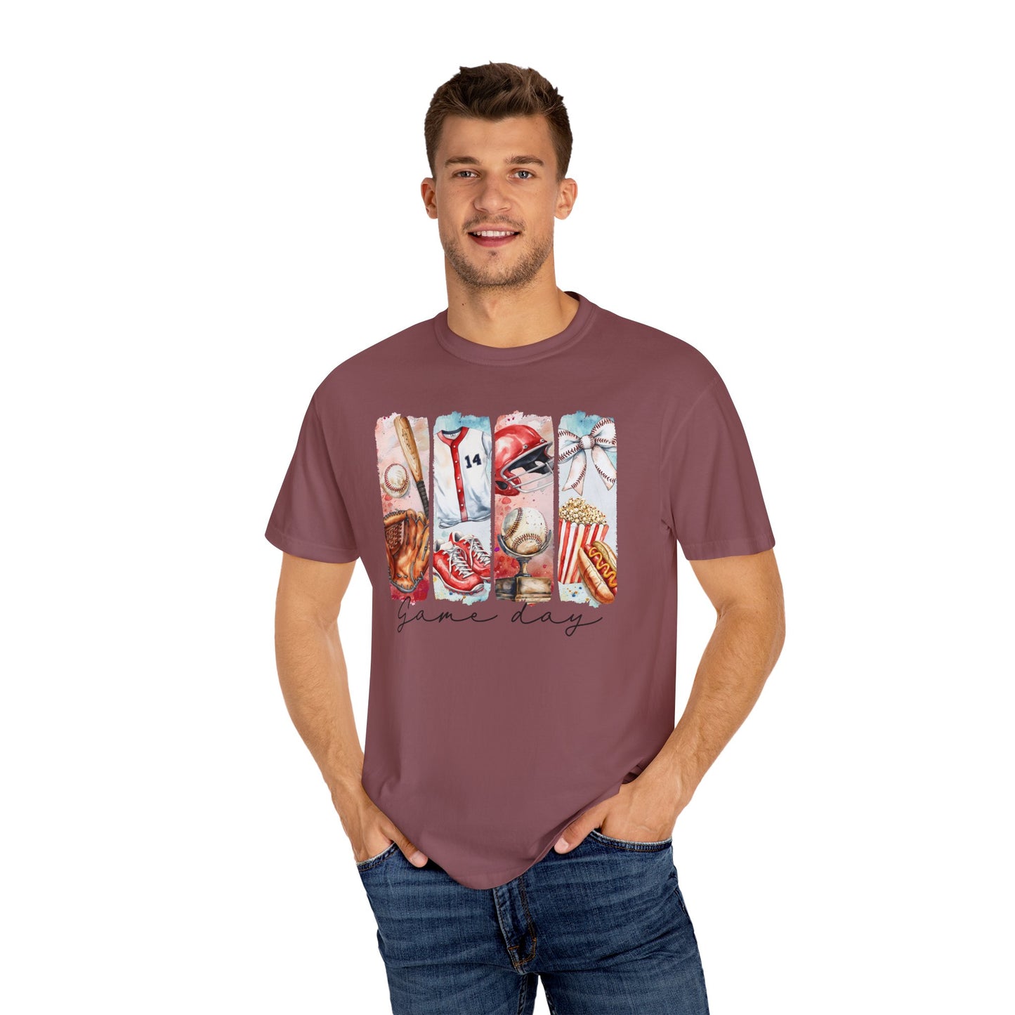 Watercolor Brushstorke Game Day Garment-Dyed T-Shirt