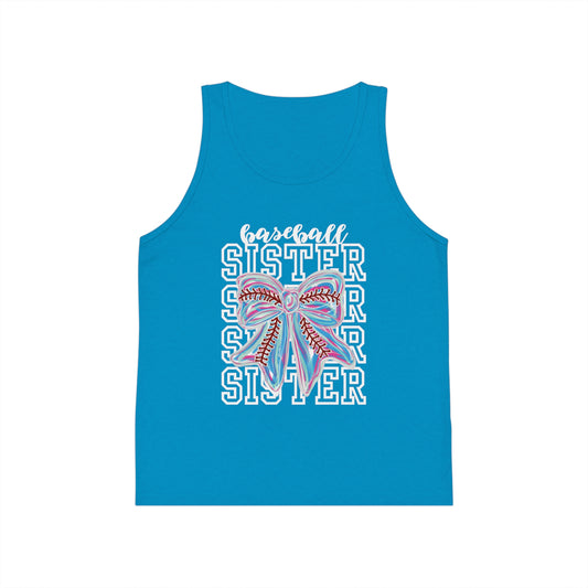 Kids Tank Top - Baseball Sister Bow Design