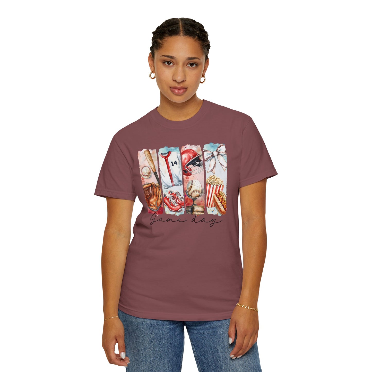 Watercolor Brushstorke Game Day Garment-Dyed T-Shirt