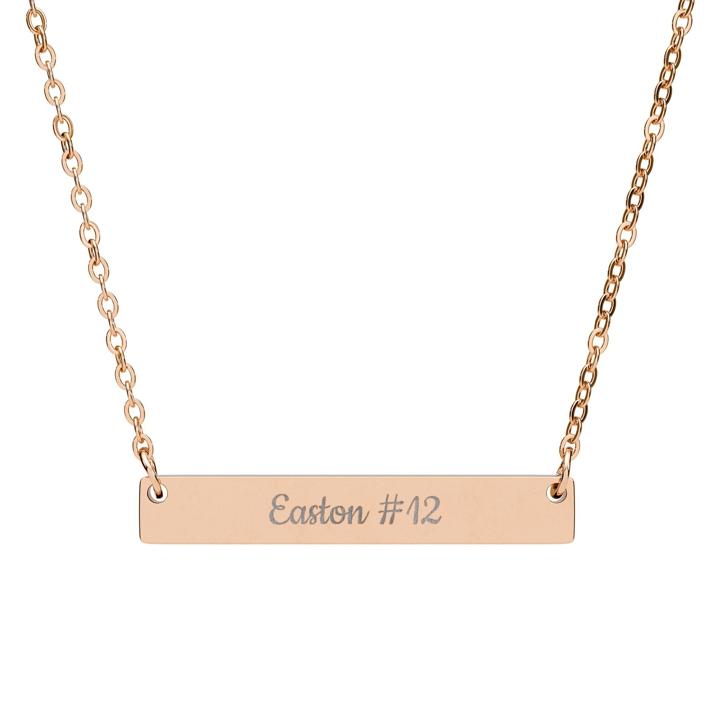 Engravable Horizontal Bar Necklace — Personalized Name & Number Pendant