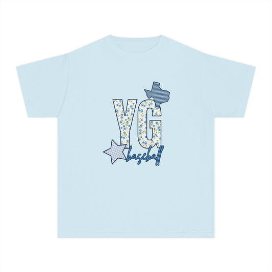 Custom YG Floral Patch Baseball Tee- YOUTH