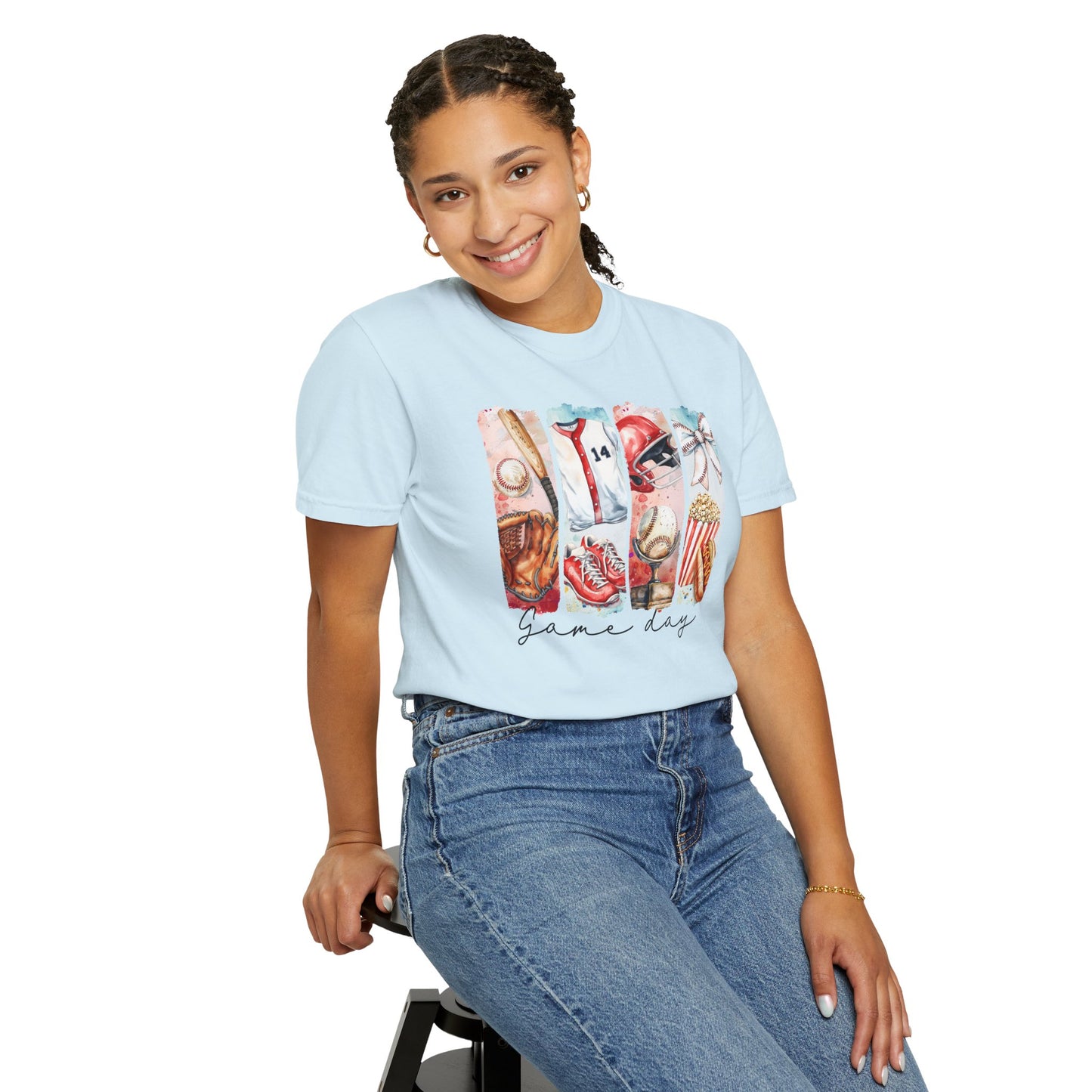 Watercolor Brushstorke Game Day Garment-Dyed T-Shirt