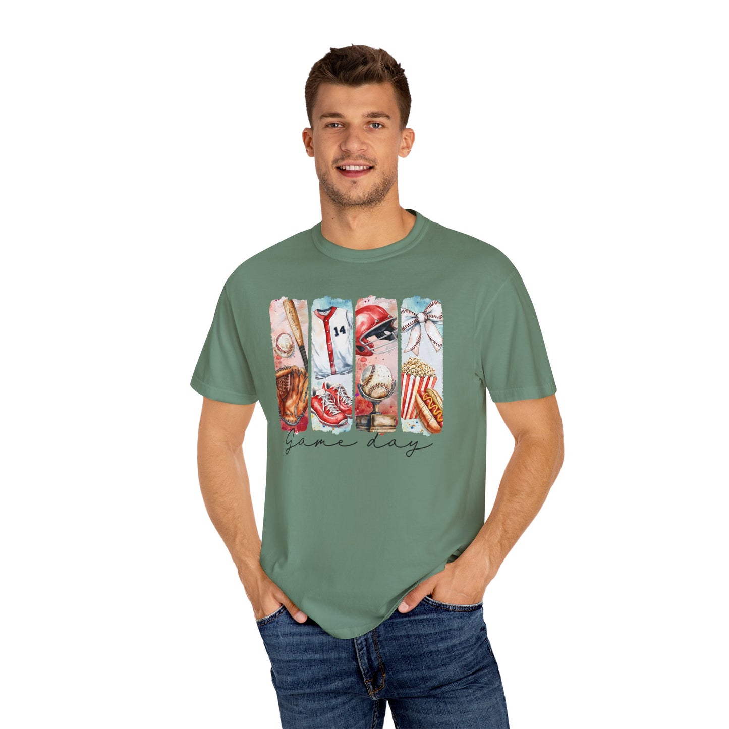 Watercolor Brushstorke Game Day Garment-Dyed T-Shirt