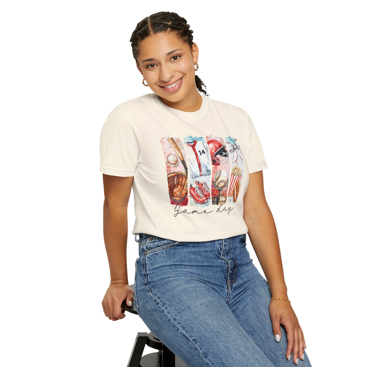 Watercolor Brushstorke Game Day Garment-Dyed T-Shirt