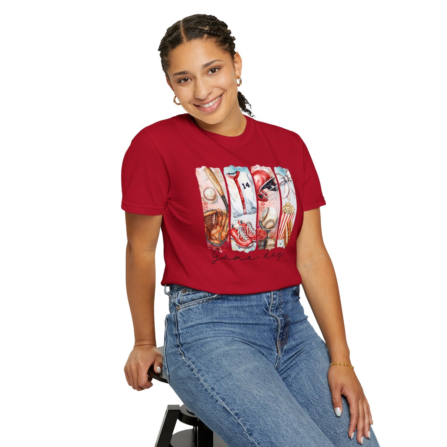 Watercolor Brushstorke Game Day Garment-Dyed T-Shirt