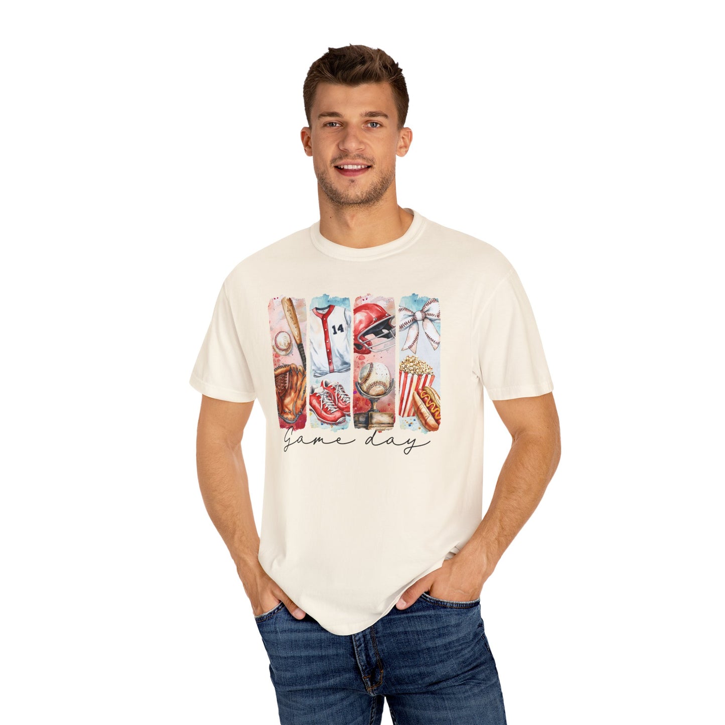 Watercolor Brushstorke Game Day Garment-Dyed T-Shirt