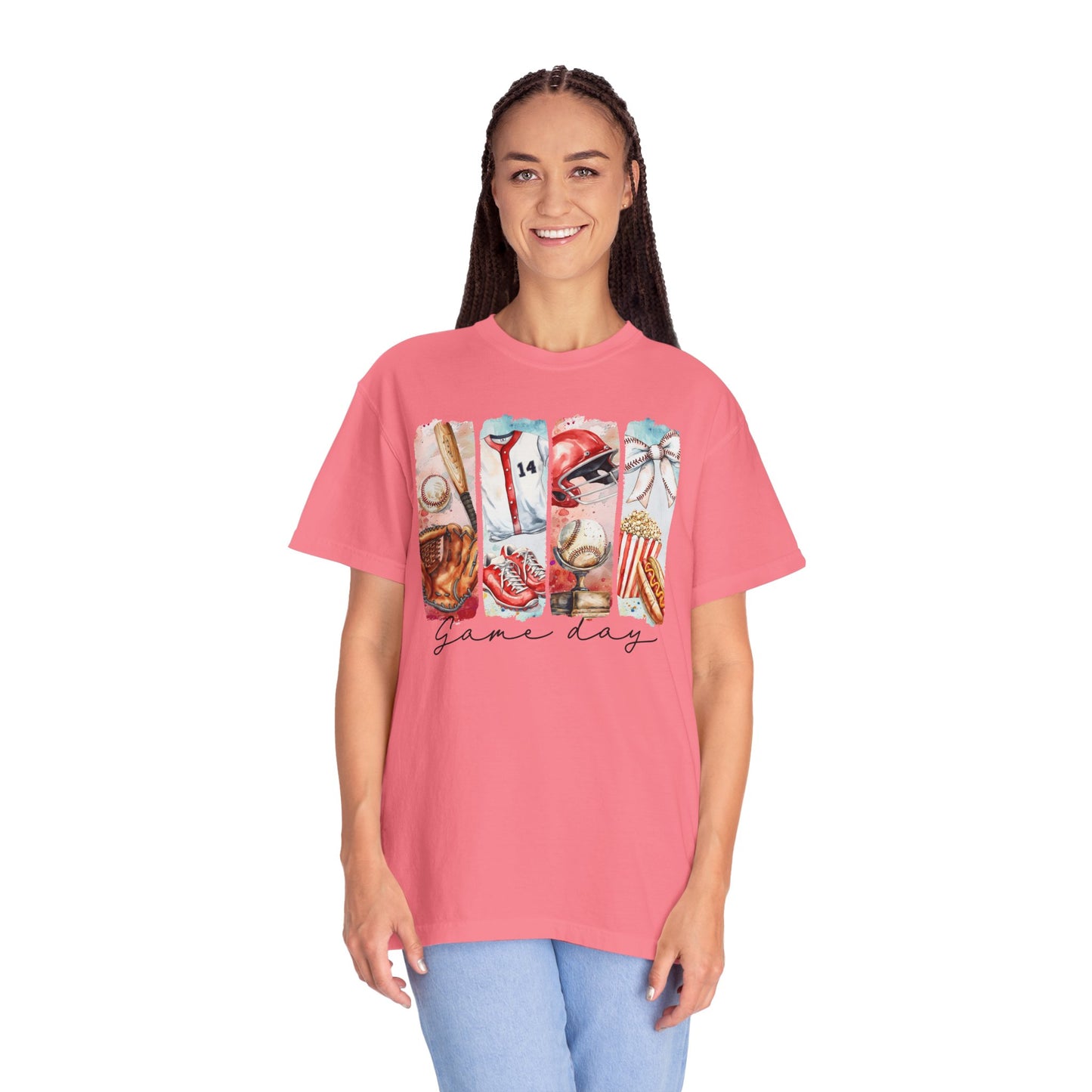 Watercolor Brushstorke Game Day Garment-Dyed T-Shirt