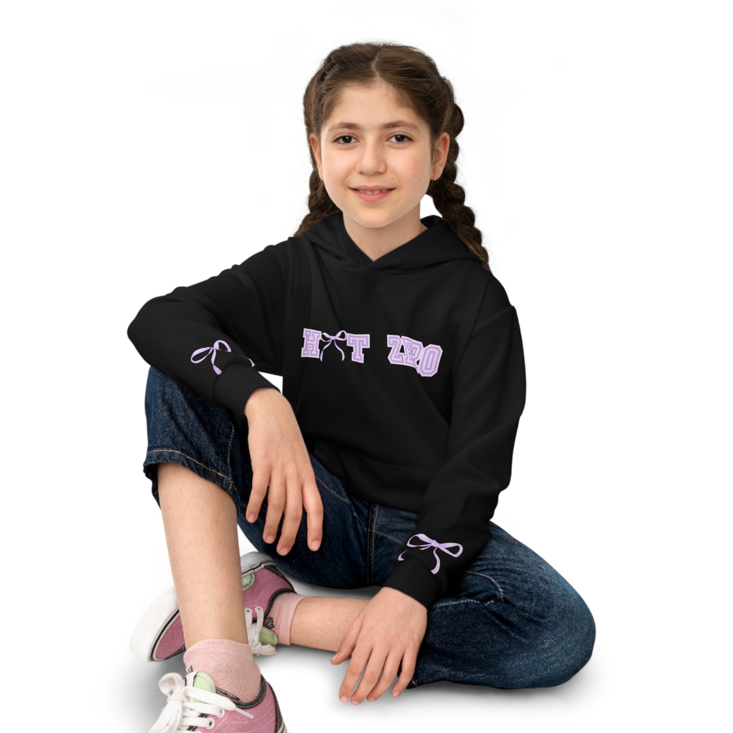 Hit Zero Black Hooded Sweatshirt with Croquette Bow