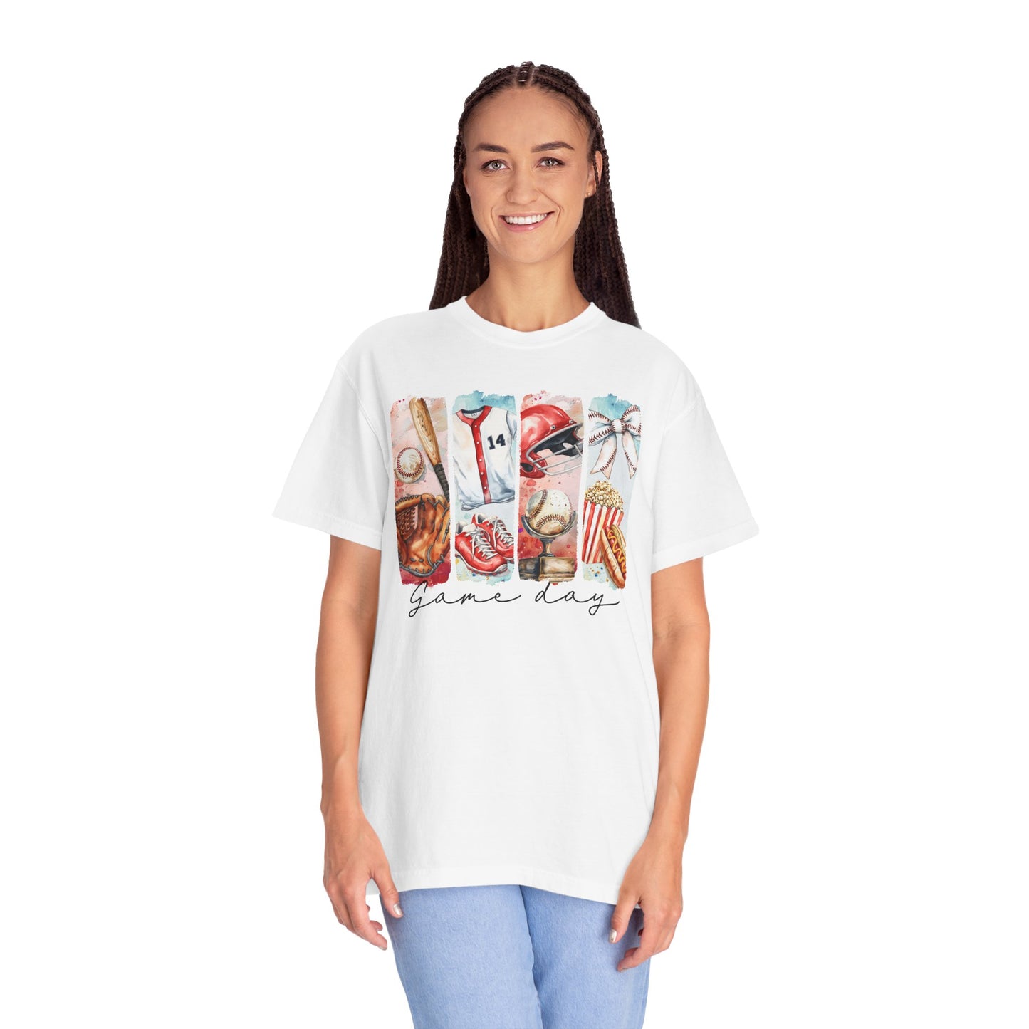 Watercolor Brushstorke Game Day Garment-Dyed T-Shirt