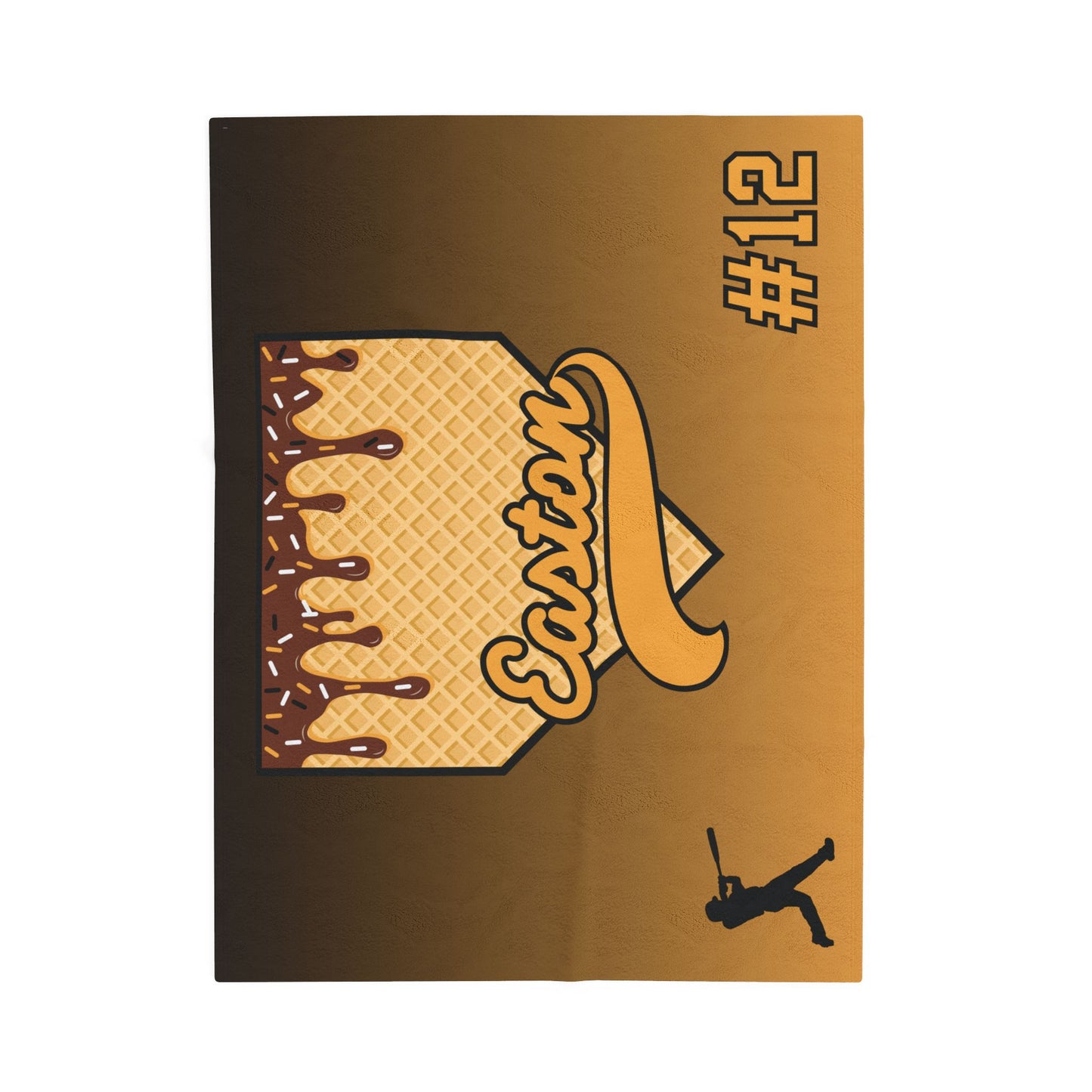 Black & Yellow Custom Ice Cream Drip Baseball Velveteen Plush Blanket