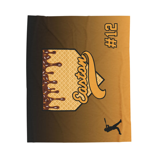 Black & Yellow Custom Ice Cream Drip Baseball Velveteen Plush Blanket