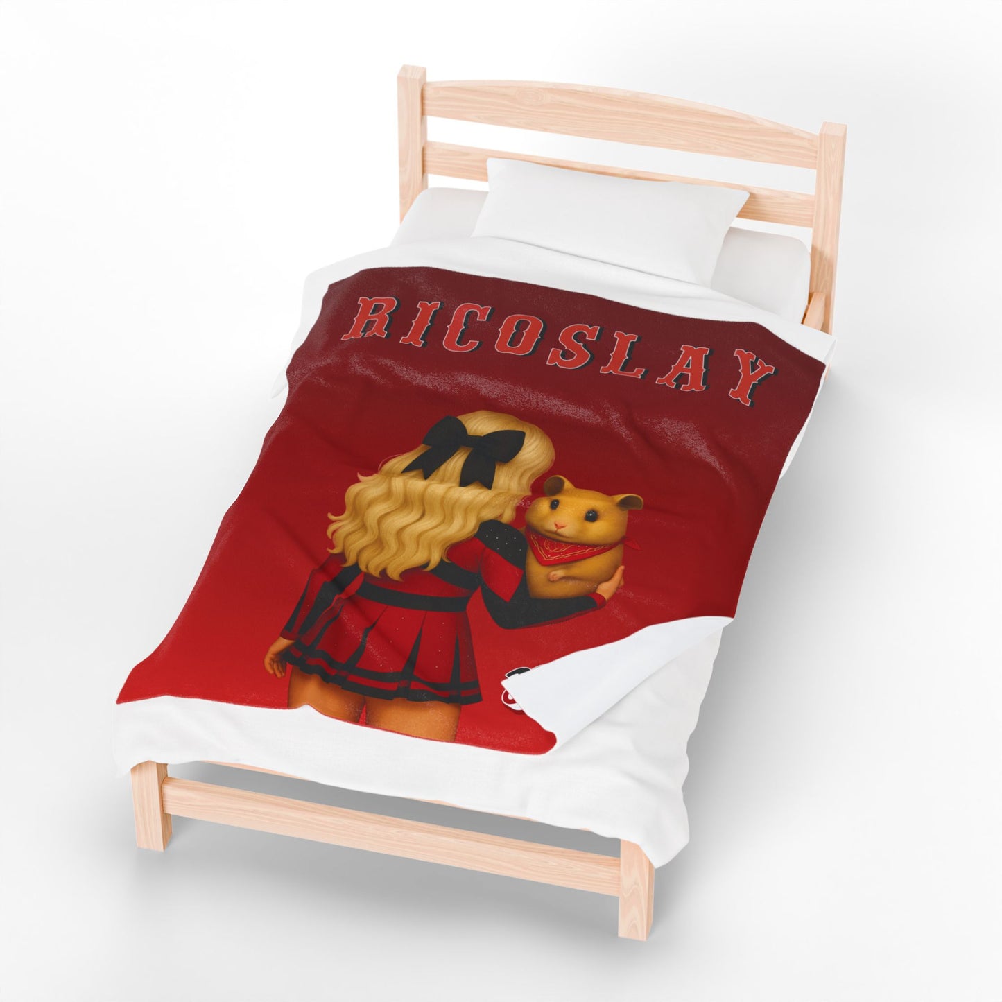 Custom Cheerleader and Mascot Velveteen Plush Blanket –50"x60", Red