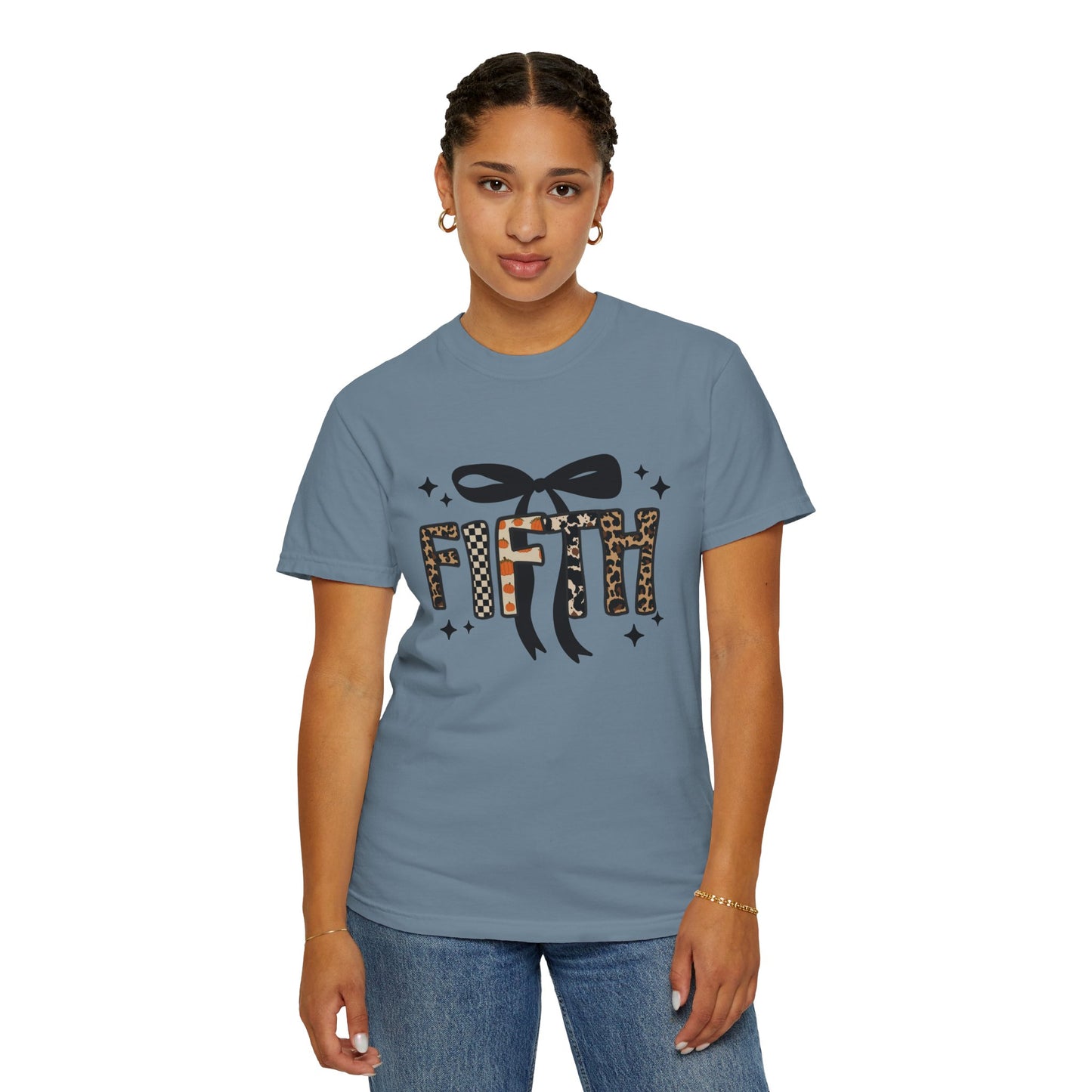 Fall Faux Embroidery T-shirt for Fifth Grade Teachers