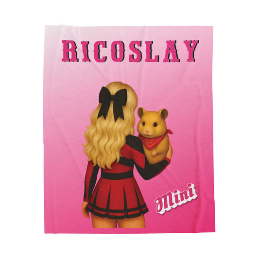 Custom Cheerleader and Mascot-Velveteen Plush Blanket –  50"x60"- Pink