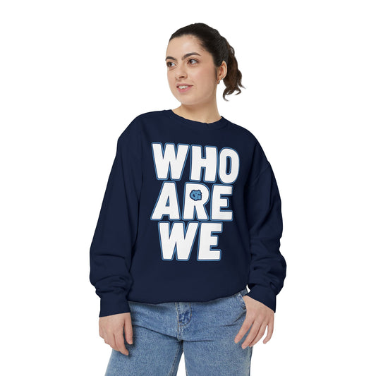 Who Are We Sweatshirt — Custom Home Plate Baseball Crewneck