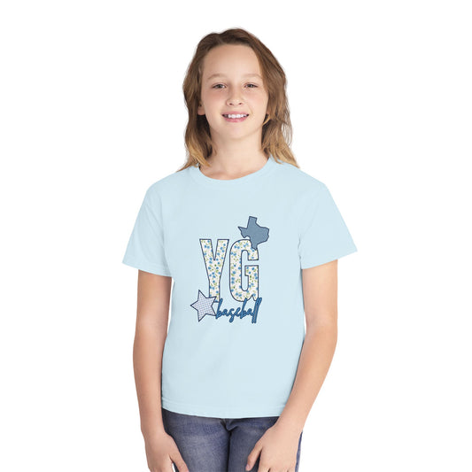 Custom YG Floral Patch Baseball Tee- YOUTH