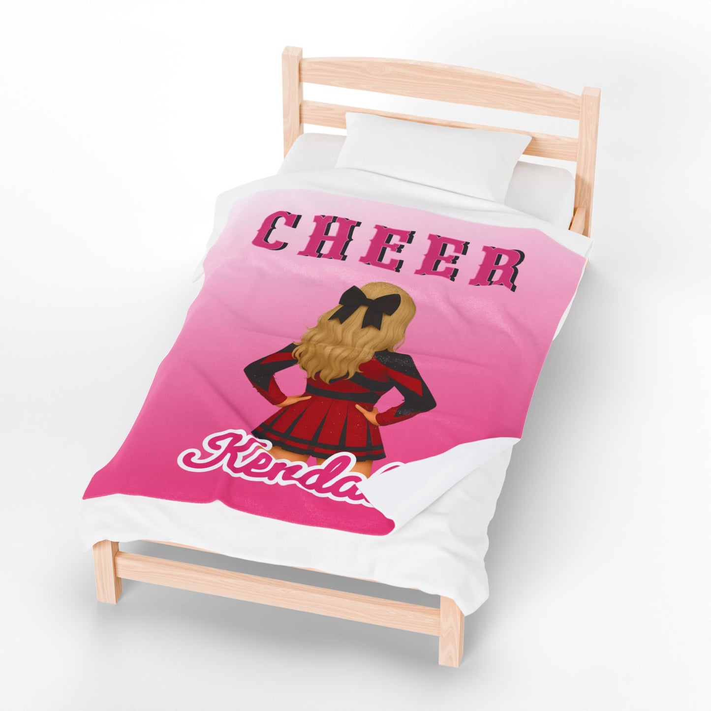 Custom Cheerleader Velveteen Plush Blanket –50"x60", Pink