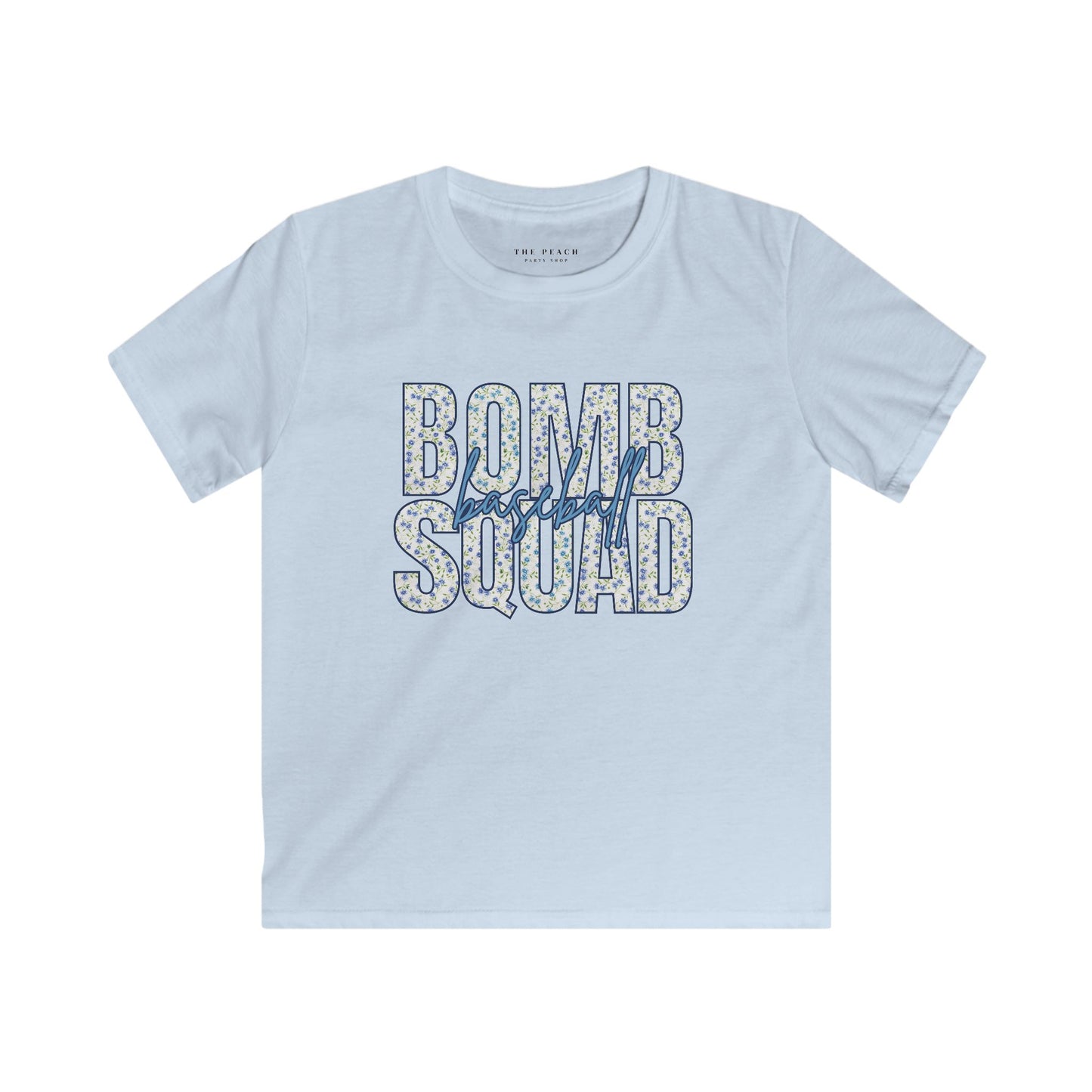 Personalized Bomb Squad Floral Softstyle T-shirt- YOUTH