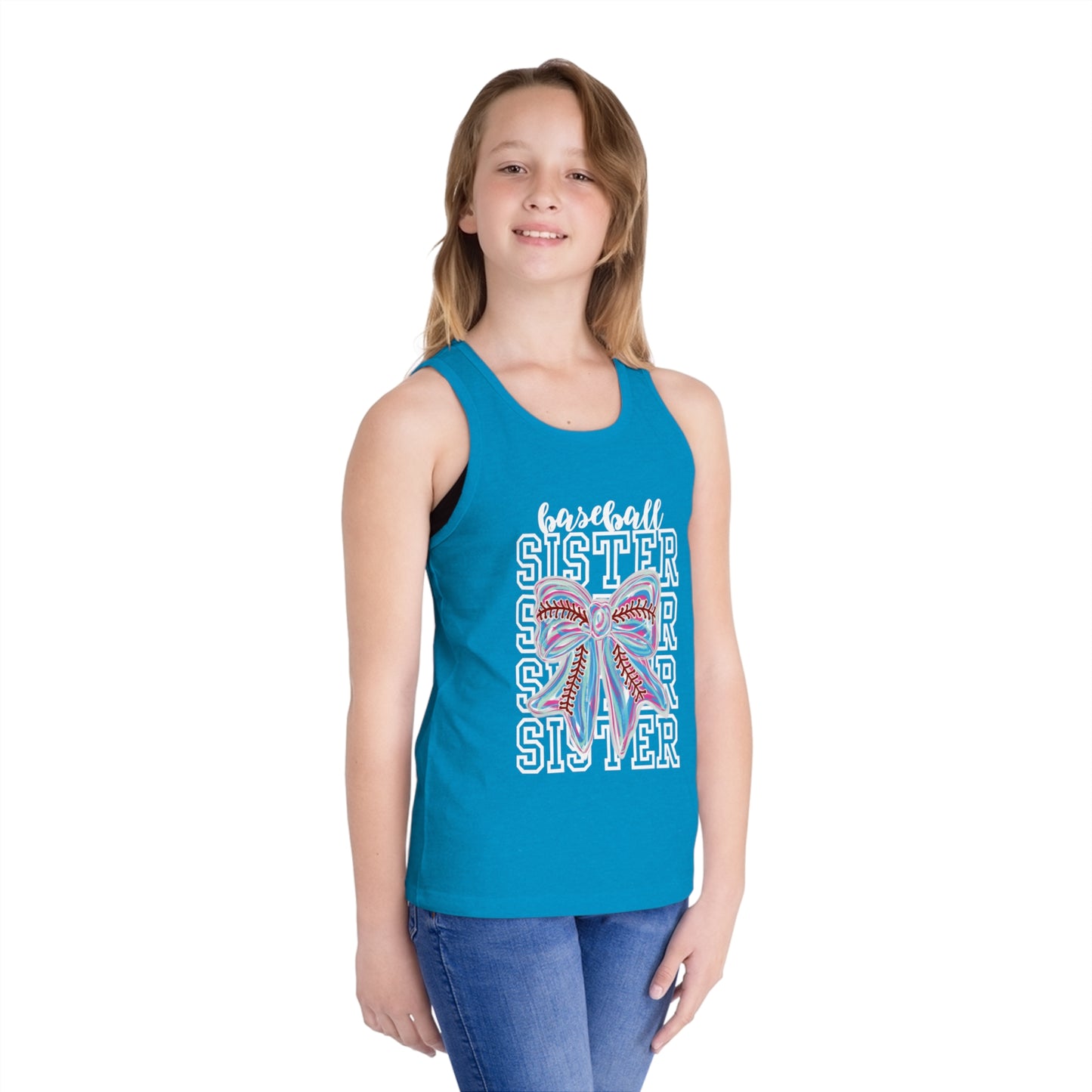 Kids Tank Top - Baseball Sister Bow Design