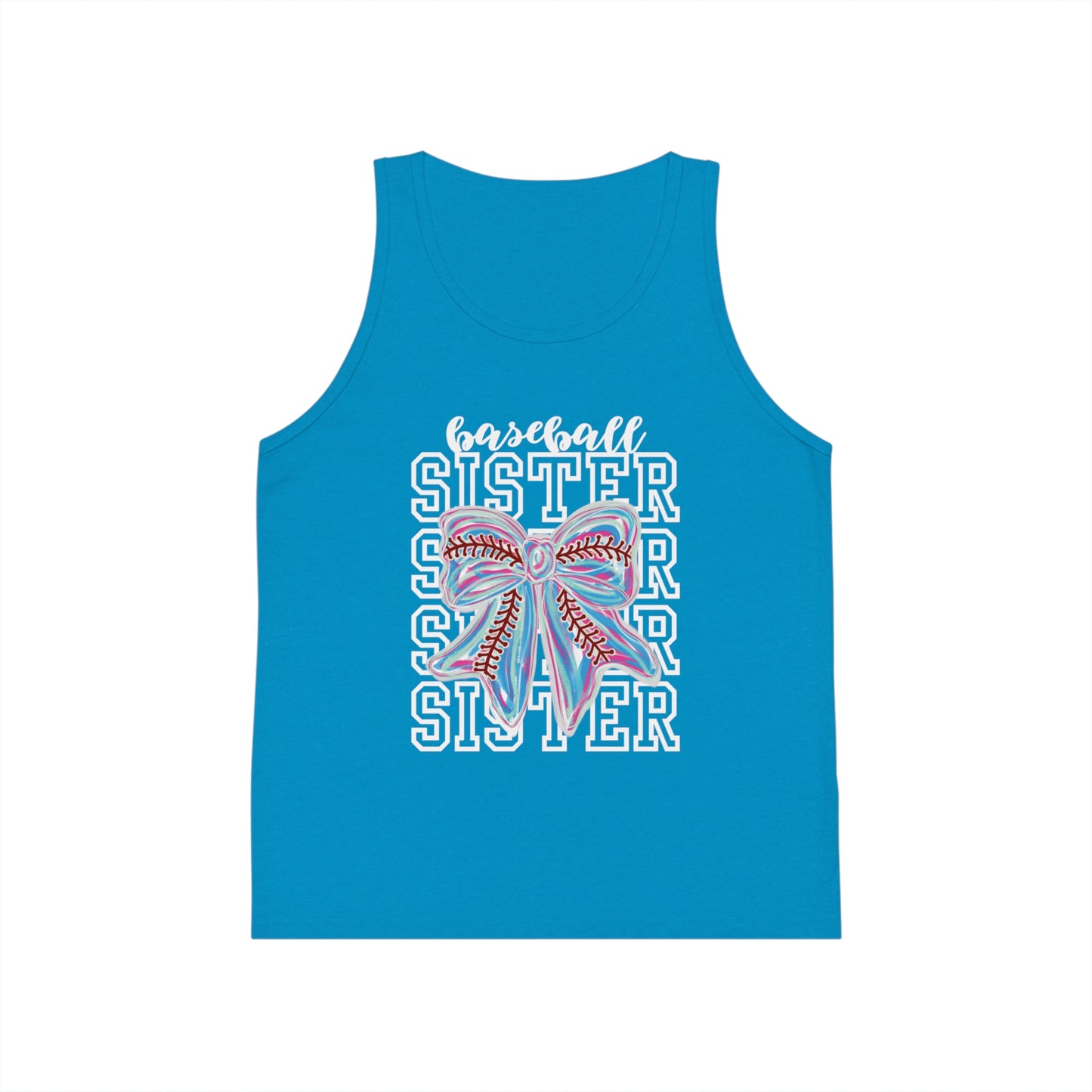 Kids Tank Top - Baseball Sister Bow Design