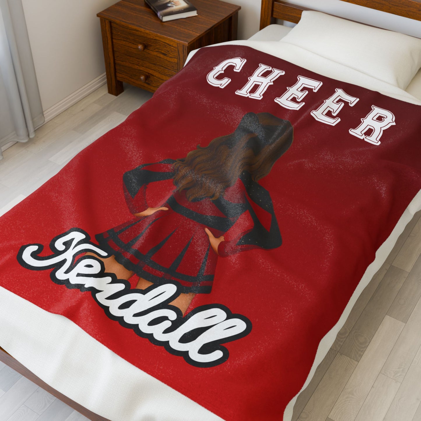 Custom Cheerleader Velveteen Plush Blanket –50"x60", Red