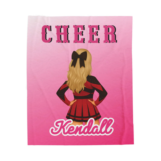 Custom Cheerleader Velveteen Plush Blanket –50"x60", Pink