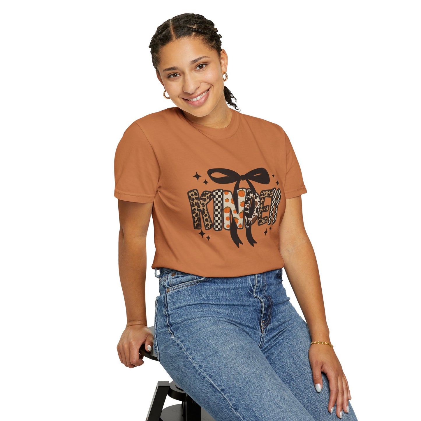 Fall Faux Embroidery T-shirt for Kinder Teachers