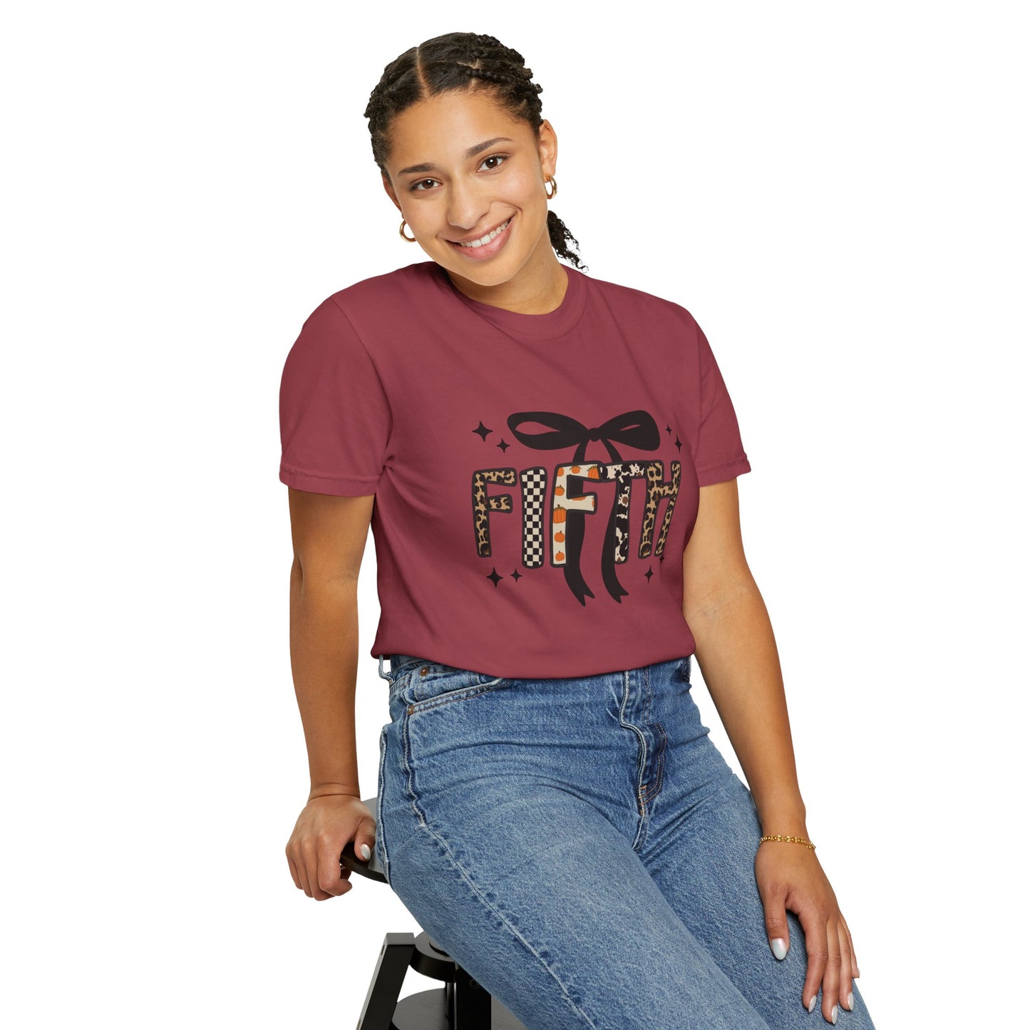 Fall Faux Embroidery T-shirt for Fifth Grade Teachers