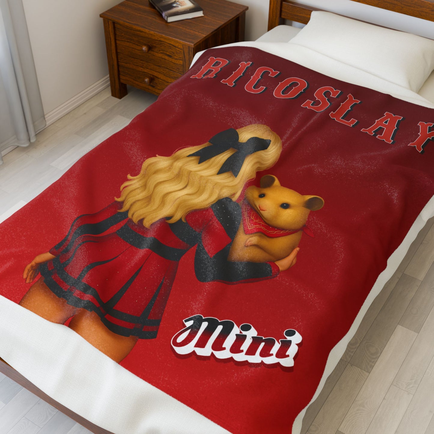 Custom Cheerleader and Mascot Velveteen Plush Blanket –50"x60", Red