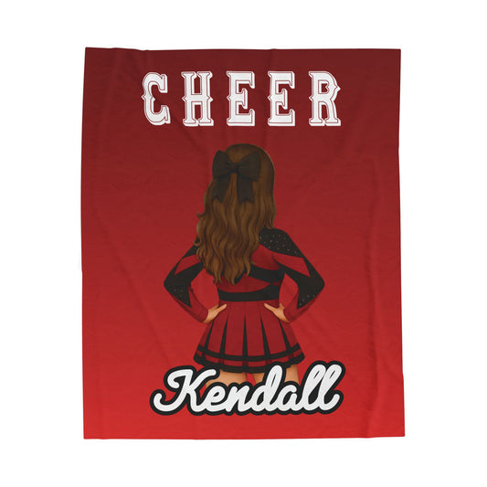 Custom Cheerleader Velveteen Plush Blanket –50"x60", Red