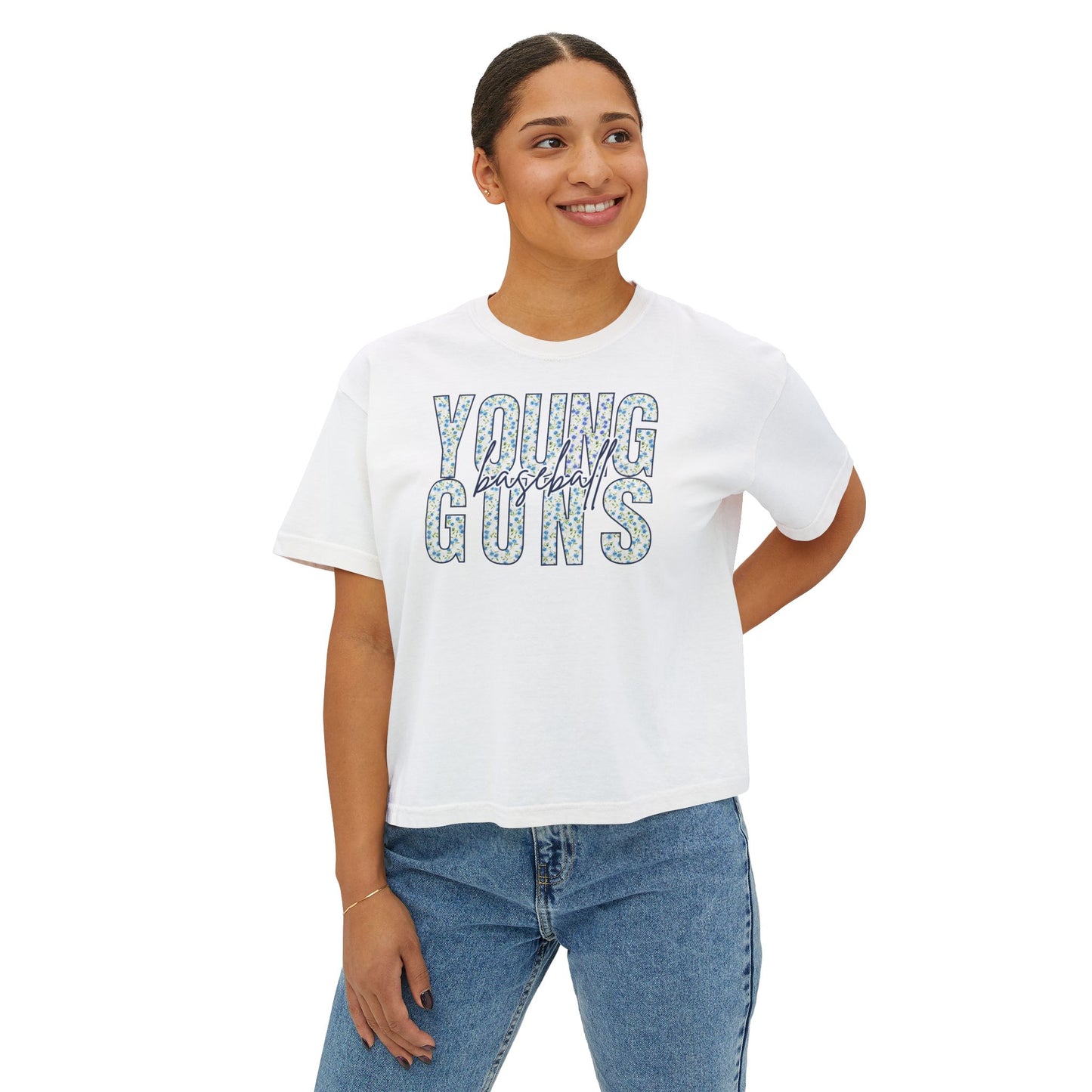 Personalized Floral Young Guns Women's Boxy Tee