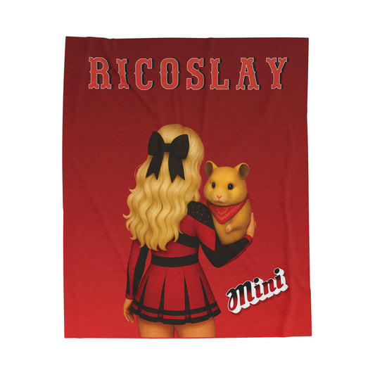 Custom Cheerleader and Mascot Velveteen Plush Blanket –50"x60", Red