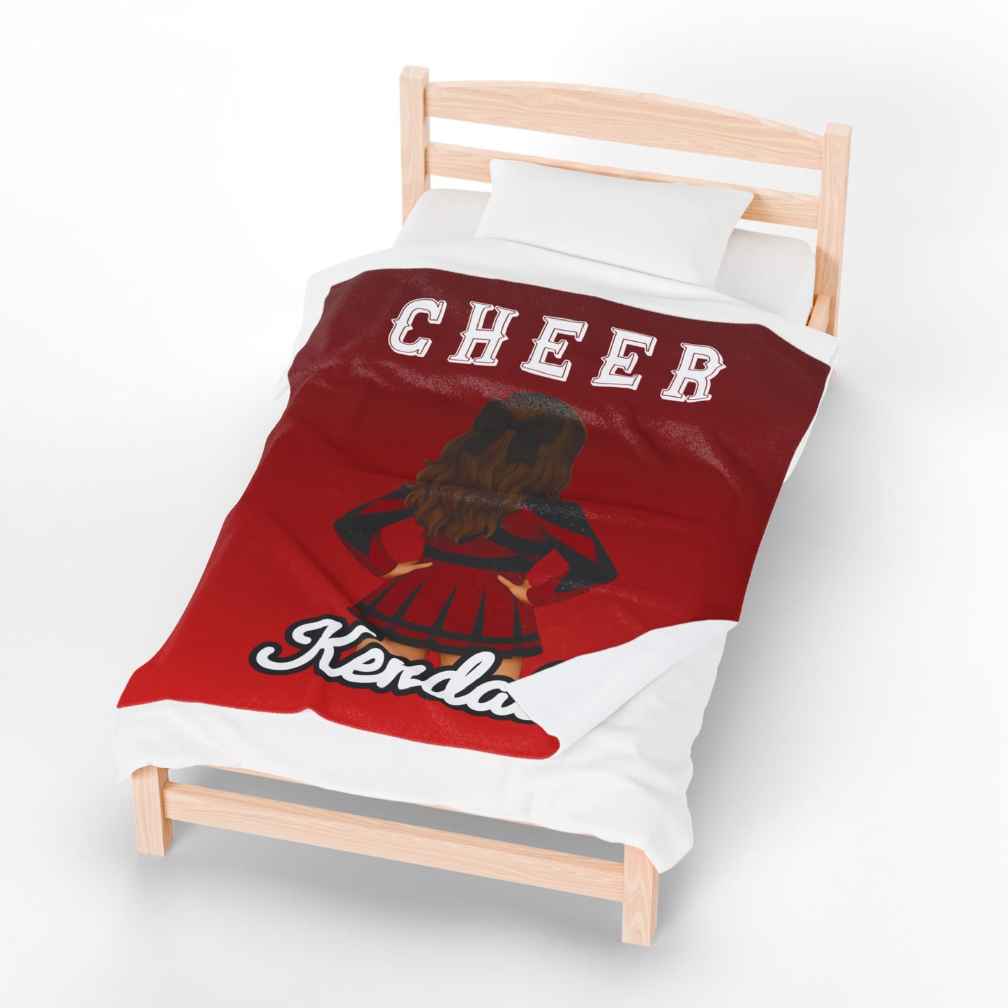 Custom Cheerleader Velveteen Plush Blanket –50"x60", Red