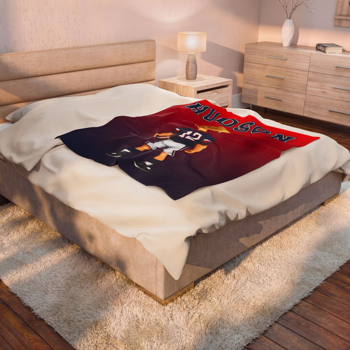Personalized Kids Football Velveteen Plush Blanket – Custom Name & Number