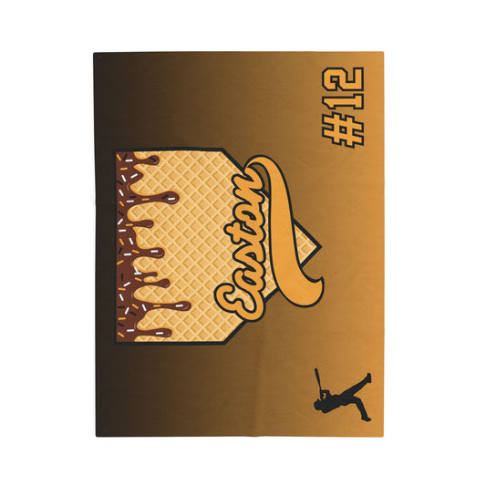 Black & Yellow Custom Ice Cream Drip Baseball Velveteen Plush Blanket