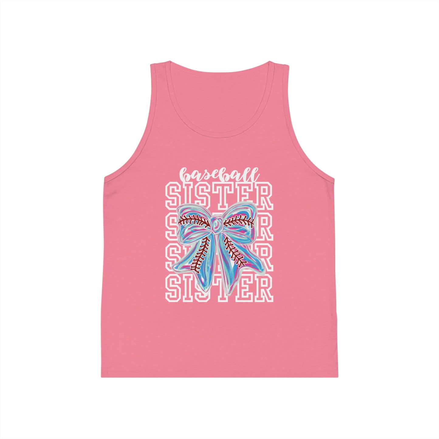 Kids Tank Top - Baseball Sister Bow Design