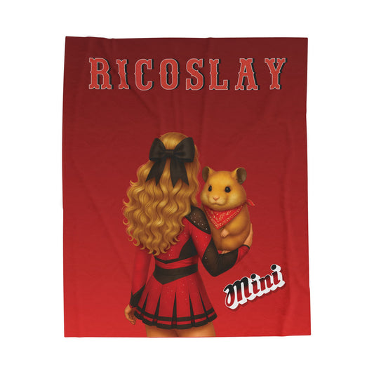 Custom Cheerleader and Mascot-Velveteen Plush Blanket –  50"x60"- western font 2