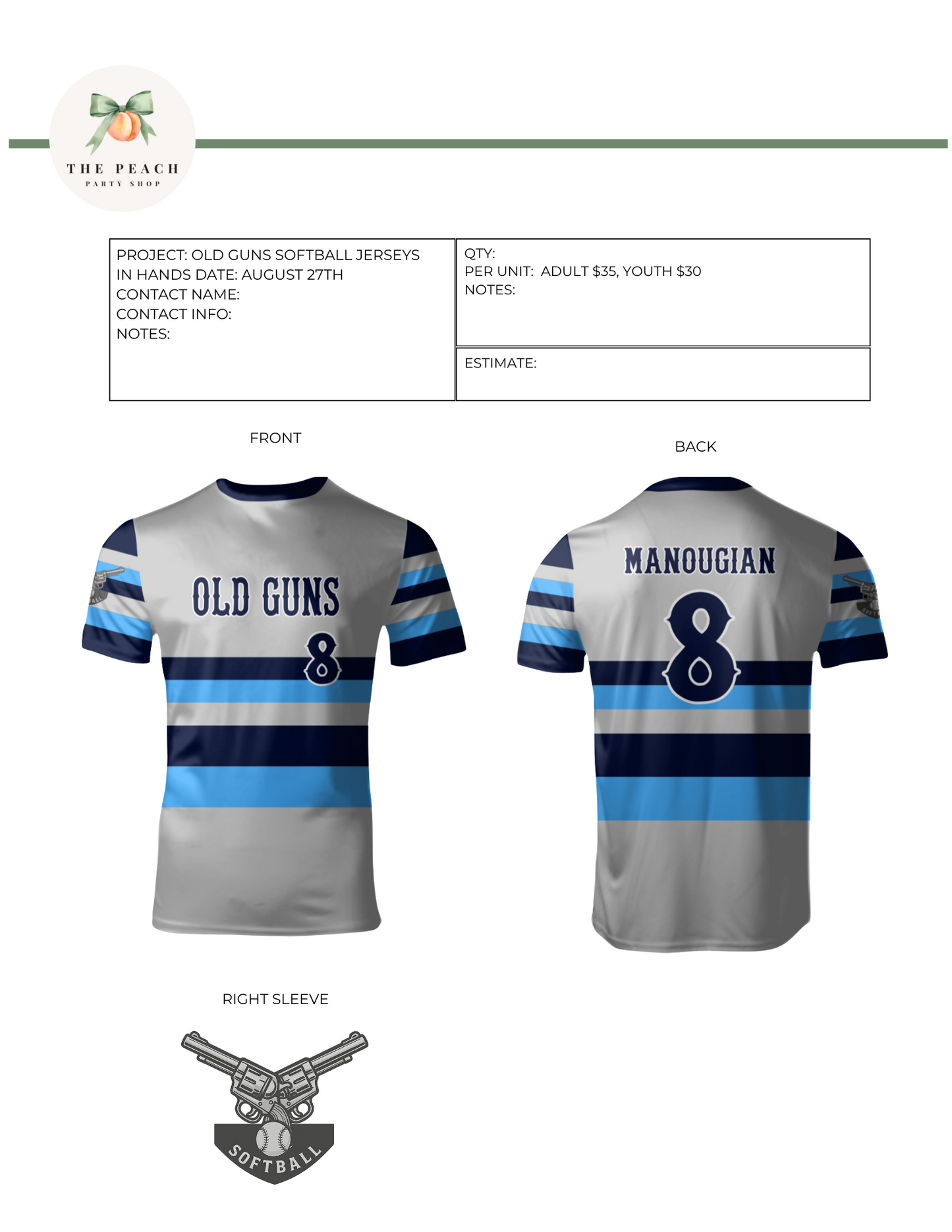 Old Guns Fall 25 Softball, Jersey